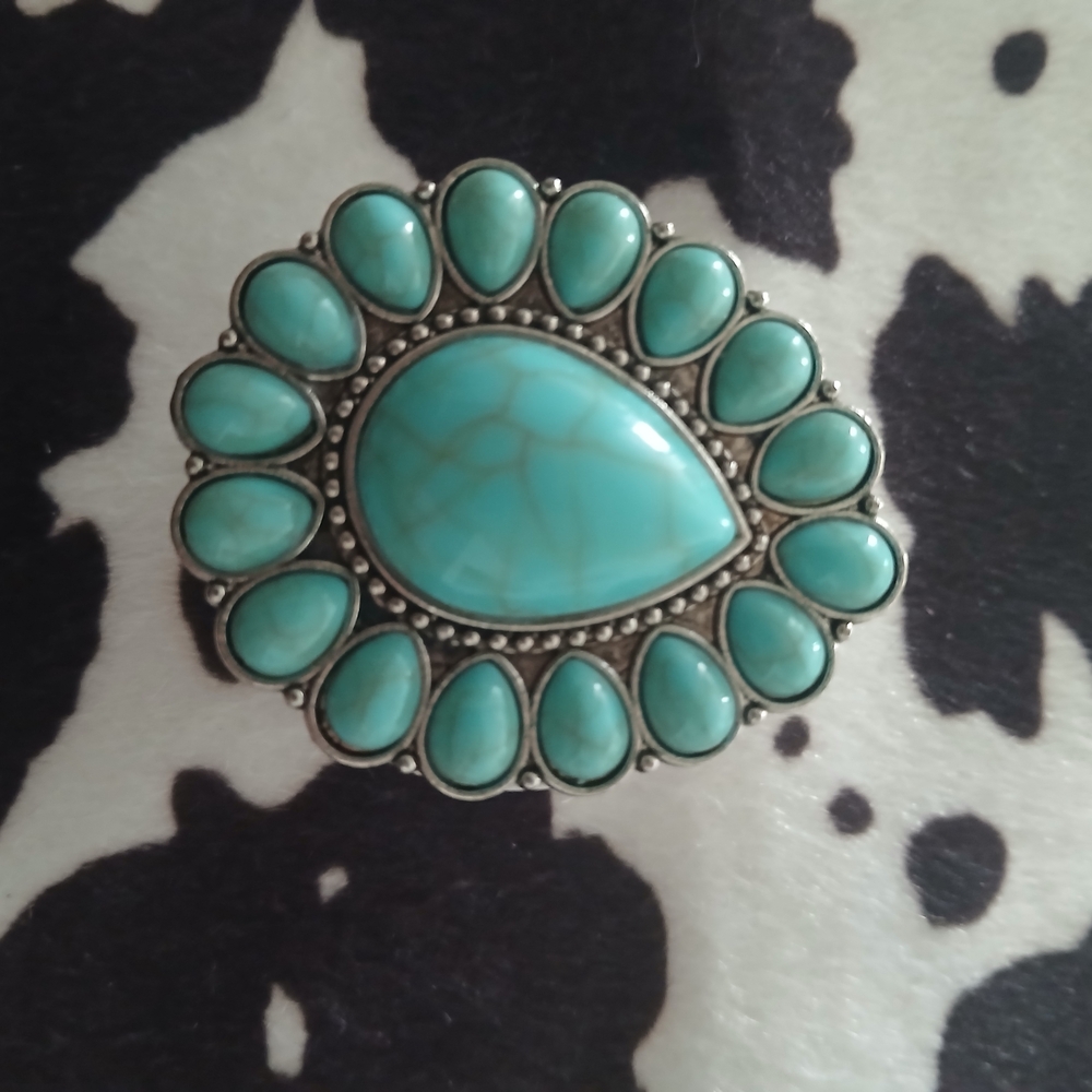 Turquoise Silver Pop Socket For Phone.